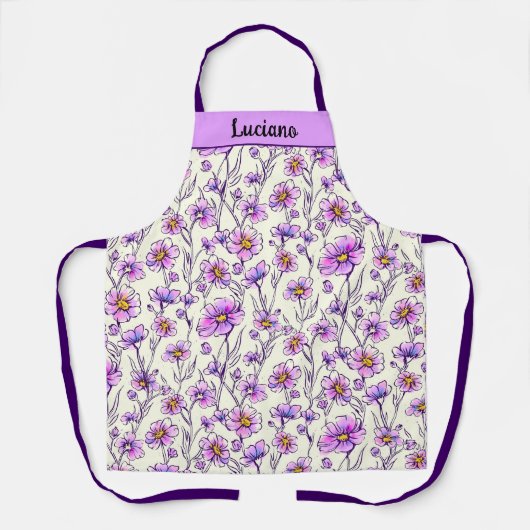 Rosa Lila Wildblume Gartendesign Schürze (Vorderseite)