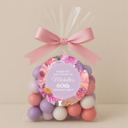 Rosa Lila Wildblumen 60. Geburtstagsparty Runder Aufkleber