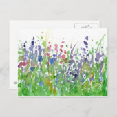 Rosa Lila Wildblumen Aquarellmalerei Postkarte (Vorne/Hinten)