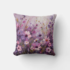 Rosa Lila Wildblumen Art Kissen