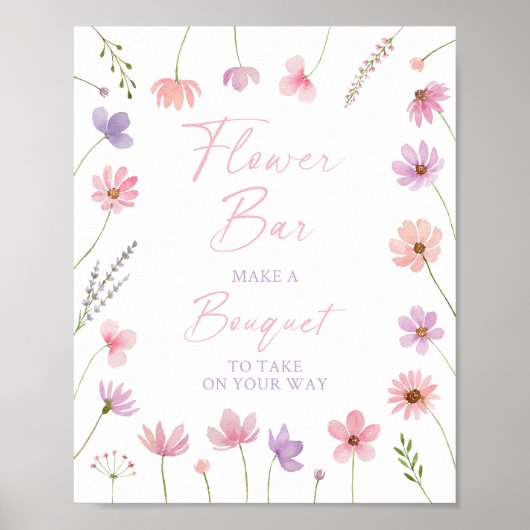Rosa Lila Wildblumen Blume Bar Poster (Vorne)