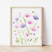 Rosa Lila Wildblumen Girl Bilderwand Sets