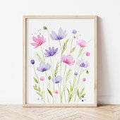 Rosa Lila Wildblumen Girl Bilderwand Sets