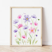 Rosa Lila Wildblumen Girl Bilderwand Sets