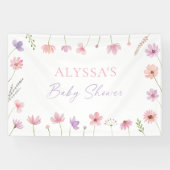 Rosa Lila Wildblumen Kinderdusche Banner (Horizontal)