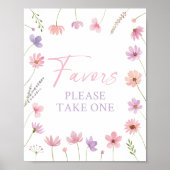 Rosa Lila Wildblumen Kinderdusche Favoriten Schild (Vorne)