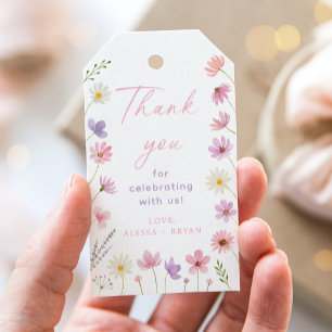 Rosa Lila Wildblumen Kinderdusche Geschenkanhänger