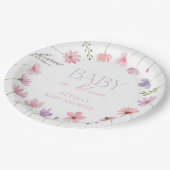 Rosa Lila Wildblumen Kinderdusche Pappteller (Schrägansicht)