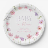 Rosa Lila Wildblumen Kinderdusche Pappteller (Vorderseite)