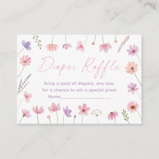 Rosa Lila Wildblumen Kinderduschmaschine Windeln R Begleitkarte (Vorderseite)