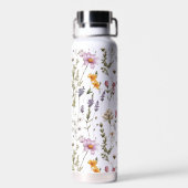 Rosa lila Wildblumen-Muster Trinkflasche (Rückseite)