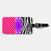 Rosa lila Zebra-Druck-personalisierter Gepäckanhänger (Vorderseite horizontal)