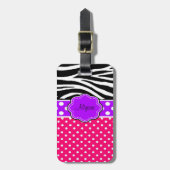Rosa lila Zebra-Druck-personalisierter Gepäckanhänger (Vorderseite vertikal)