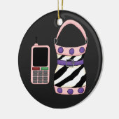 Rosa Lila Zebrastreifen Purpur und rosa Handy Keramikornament (Links)