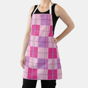 Rosa Lila Zwirn Karo-Schürze Küche Chef Schürze