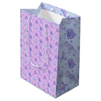 Rosa, Lilac, Blau und Lila Dinosaurier-Geschenktas Mittlere Geschenktüte