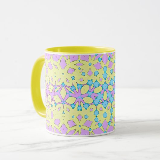 Rosa, Lilac, Gelb und Sky Blue Geometric Tasse (Vorderseite Links)