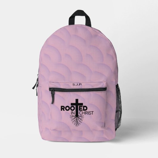 Rosa Lilac-Wavy-Blasen in Christus Christlich Bedruckter Rucksack (Vorderseite)