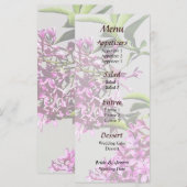 Rosa Lilacs und Blätter Wedding Menu Menükarte (Vorne/Hinten)