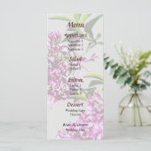 Rosa Lilacs und Blätter Wedding Menu Menükarte (Stehend Vorderseite)
