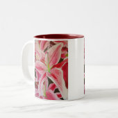 Rosa-Lilie-Aquarellmalerei Zweifarbige Tasse (Vorderseite Links)