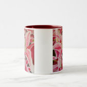 Rosa-Lilie-Aquarellmalerei Zweifarbige Tasse (Mittel)