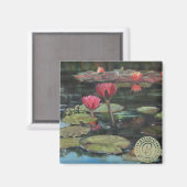 Rosa Lilie auf Dunkelgrün - Kühlschrankmagnet (Vorderseite/Rückseite)