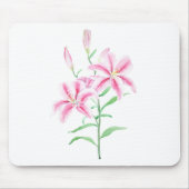 Rosa Lilie Blume Aquarell Mousepad (Vorne)