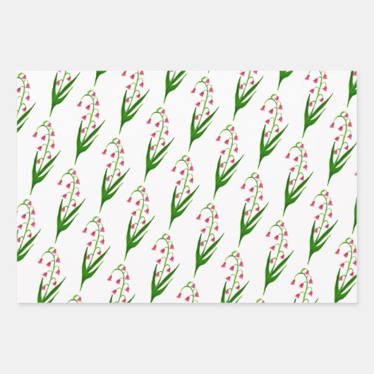 Rosa Lilie des Tales Frühlingsflorale Wasserfarbe Geschenkpapier Set (Vorderseite 3)