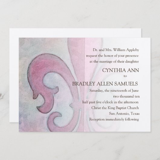 Rosa Lilie Einladung (Vorne/Hinten)