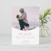 Rosa Lilie Foto Ankündigung Datum freihalten (Stehend Vorderseite)