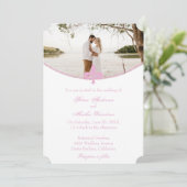 Rosa Lilie Foto Hochzeit Einladung (Stehend Vorderseite)