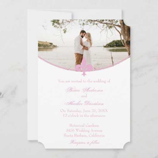 Rosa Lilie Foto Hochzeit Einladung (Vorderseite)