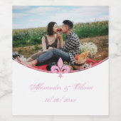 Rosa Lilie Foto Hochzeitsweinmarke Weinetikett (Einzelnes Label)