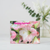 Rosa Lilie „Frohe Ostern“ Postkarte (Stehend Vorderseite)