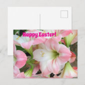 Rosa Lilie „Frohe Ostern“ Postkarte (Vorne/Hinten)