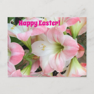 Rosa Lilie „Frohe Ostern“ Postkarte