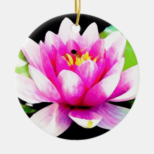 Rosa Lilie Keramik Ornament (Vorne)