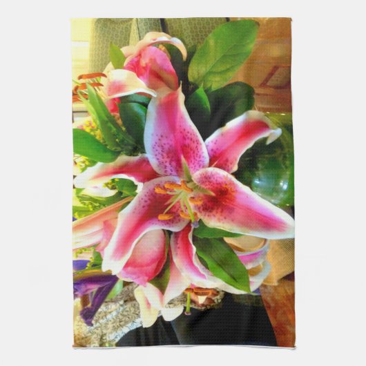 Rosa Lilie Küchentuch (Vertikal)