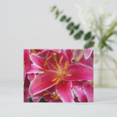 Rosa Lilie mit Wassertropfen Postkarte (Stehend Vorderseite)