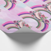 Rosa Lilie Rose Goldblütenregenbogen Geschenkpapier (Ecke)