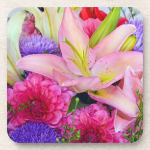 Rosa Lilie und Dahlia Blume Untersetzer