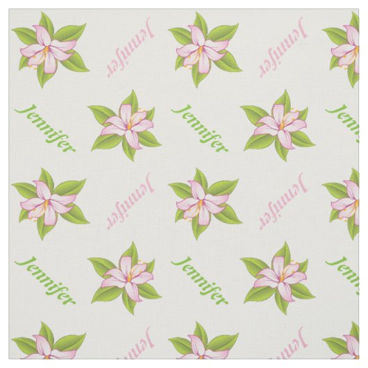 Rosa Lilie und Name personalisiert Stoff (Muster)