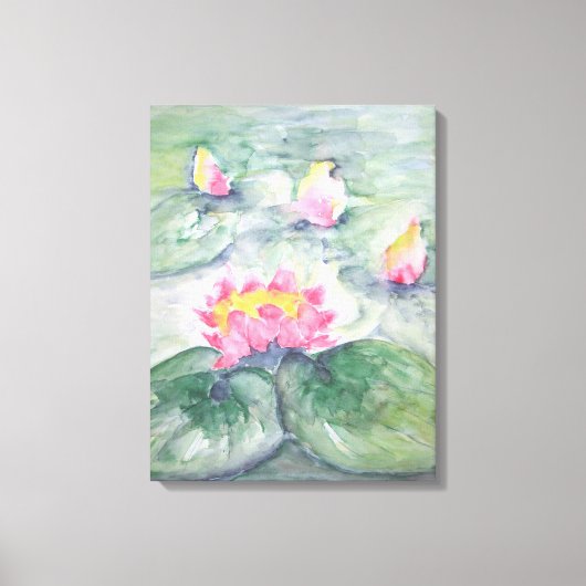 Rosa Lilien auf blauer Pastete Hübsch Leinwanddruck (Vorderseite)