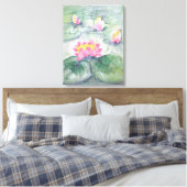 Rosa Lilien auf blauer Pastete Hübsch Leinwanddruck (Insitu (Schlafzimmer))
