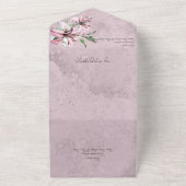 Rosa Lilien auf geschwächten Mauve mit QR-Code All In One Einladung (Außenbereich)