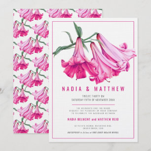 Rosa Lilien-Blumen-Aquarell-Kunst-Hochzeit Einladung