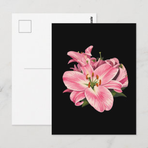 Rosa Lilien Blumenstrauß Postkarte