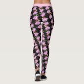 Rosa Lilien mit schwarzen und grünen Blüten Leggings (Rückseite)