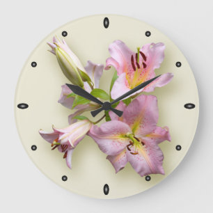 Rosa Lilien-Quartett Große Wanduhr